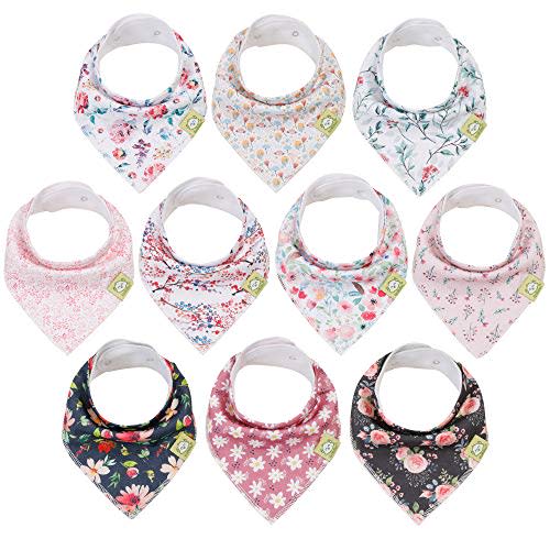 Baby Bandana Drool Bibs - Bandana Bibs for Boys, Girls by KeaBabies- Super Absorbent Bandana Drool Bibs - Teething Bibs - Organic Cotton Baby Bibs for Infant, Toddler - 10 Pack Bibs Set (Tea Party)