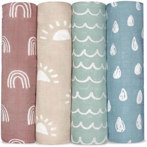 Muslin Swaddle Blankets Neutral Receiving Blanket For Boys And Girls By Comfy Cubs Cubs (cream, Blush, Bold Blush, Mauve)
