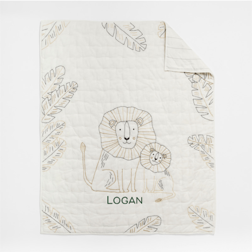 Personalized Jungle Lion Organic Cotton Baby Crib Quilt