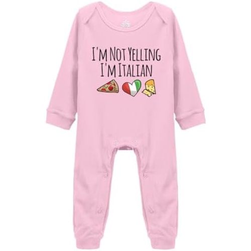 Im Not Yelling I'm Italian Love Pizza Cheese Baby Short Sleeve Outfits Cotton Newborn Long Sleeve Rompers