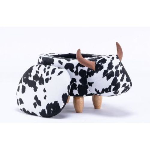 Connor The Cow Storage Ottoman Black/brown/white - Home 2 Office: Velvet Upholstered, Lift-top, Wood Frame