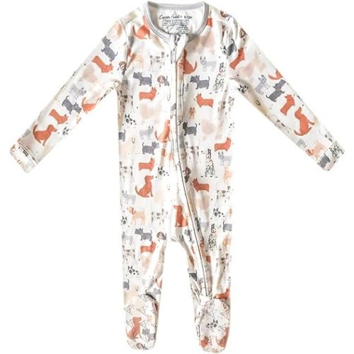 Copper Pearl Zip-Up Footie Baby Pajamas: Ultra-Soft Boys Pajamas and Girls Pajamas, Premium Knit Fabric in Stylish Prints, Tag-Free with Two-Way Zipper, Sized Newborn to 24 Months, Rufus