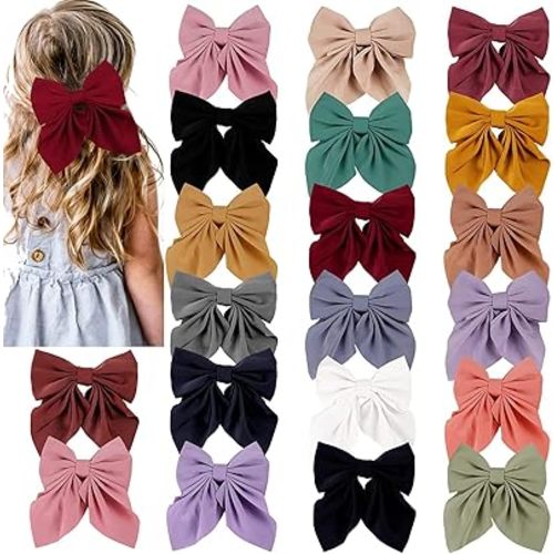 ALinmo 20PCS Satin Ribbon Bows and Large Alligator Clips - Barrettes and Hair Accessories for Toddlers, Kids, and Teens