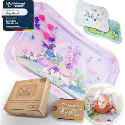 Premium Water Play Mat XXL – Award-Winning Inflatable Tummy Time Water Mat – Sensory & Motor Development Designed by German Professional Educators – Certified 100% Baby-Safe Materials
