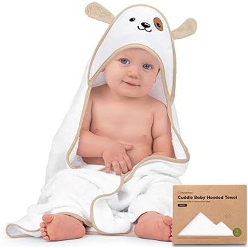 KeaBabies Baby Hooded Towel - Viscose from Bamboo Baby Towel Organic Bamboo Towel - Infant Towels - Large Hooded Towel - Baby Bath Towel with Hood for Girls, Babies, Newborn Boys, Toddler (Dog)