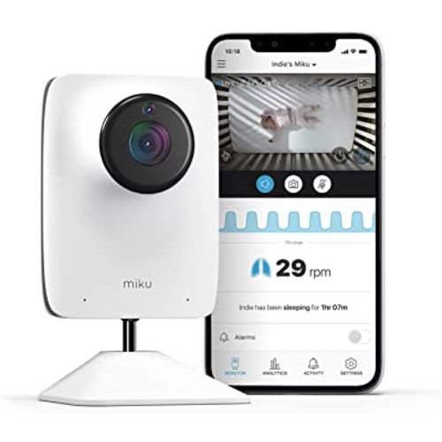 Miku Smart Baby Monitor - Breathing & Movement Monitor - HSA/FSA Approved - Real-Time Breathing & Sleep Tracking - HD Video & Audio, Night Vision, Two-Way Talk, Sound, Humidity & Temperature