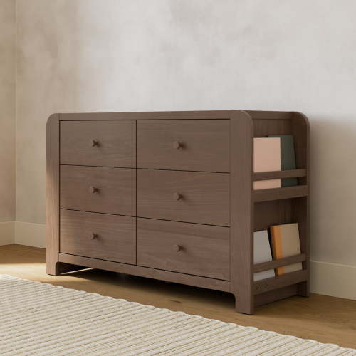 Graco Read-with-Me 6 Drawer Nursery Dresser with Bookshelves, Hazelnut