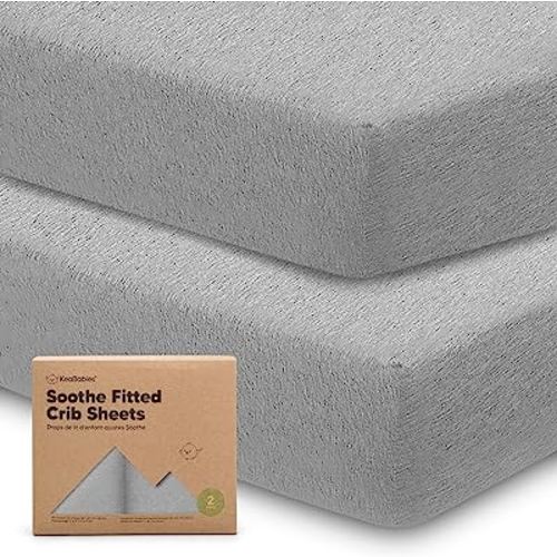 2-Pack Organic Crib Sheets for Boys, Girls - Jersey Fitted Crib Sheet, Baby Crib Sheets Neutral, Crib Mattress Sheet, Cotton Crib Sheets, Breathable Crib Sheet, Baby Mattress Sheets (Storm)