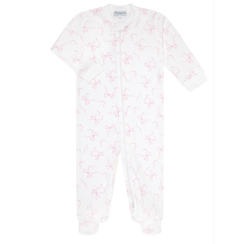 Charming Bows Print Zipper Footie