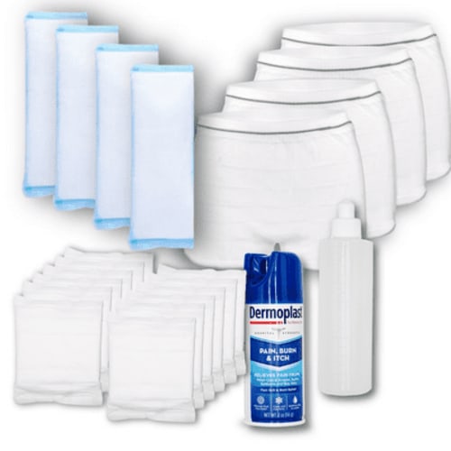 Gladness! Postpartum Care Kit | After Birth Essentials for New Moms | Ice Pack Padsicles, Pain Relief Spray, Heavy Absorbency Pads, Peri Bottle, Disposable Postpartum Briefs