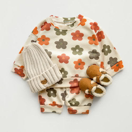 Baby Toddler Floral Waffle 2-piece Set