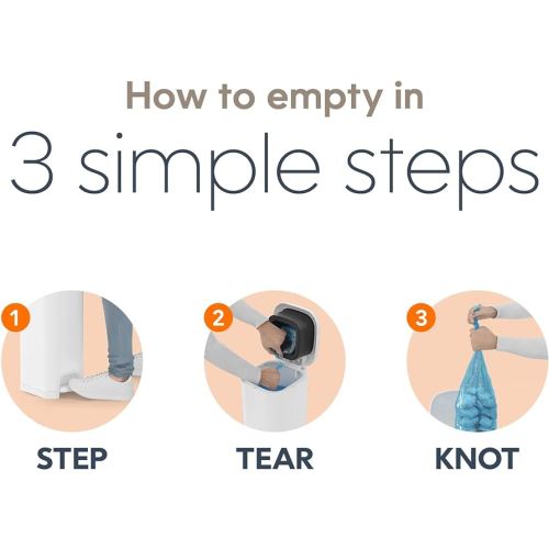 Diaper Genie Select Pail Registry Gift Set (White) | Made of Durable Stainless Steel Metal | Includes 2 Jumbo Refills | Holds 1620 Newborn Diapers