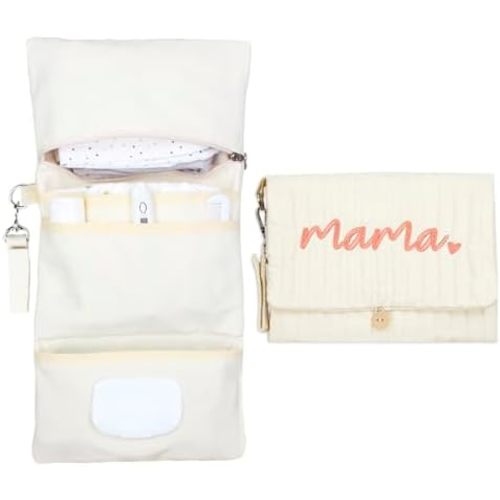 Baby Bag Organizer, Portable Baby Stroller Mini Diaper Bag Handbag Travel Set with, Quilted with Stroller Straps (Mama)