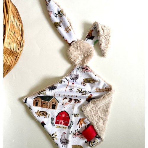 Farm Life Bunny Lovey: Minky Baby Security Blanket