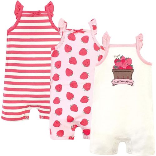 Touched by Nature baby-boys Organic Cotton Rompers - 3-6 Months - Strawberries