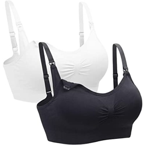 Suekaphin 2PACK Nursing Maternity Bra for Pregnancy Women Breastfeeding Confortable Sleeping with Extenders