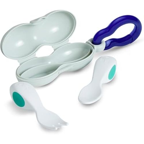 doddl Baby Spoon and Fork Set with Travel Case, Ergonomic Utensils For Self Feeding, Silverware for Babies 6 Months and Up, BPA Free, Dishwasher Safe
