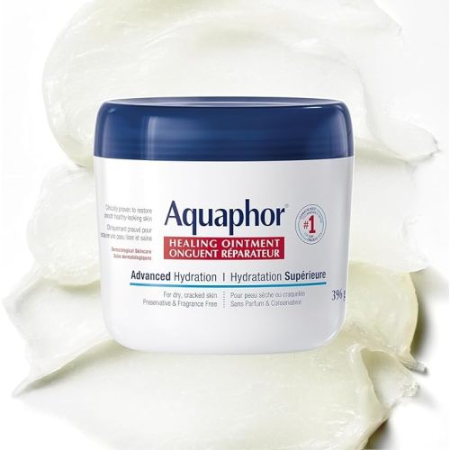 Aquaphor Healing Ointment, Multipurpose Ointment for Dry, Cracked Skin, Chafing, Cuticle Care, Fragrance Free, Non Greasy and Non Comedogenic Body Moisturizer, Dermatological Skin Care, 396g Jar