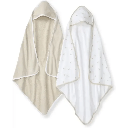 Hooded Towels, Absorbent Knit Terry, Super Soft Single Ply, 100% Organic Cotton