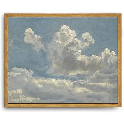 Roslynity Framed Canvas Wall Art Vintage Print Oil Paintings Cloud Study Landscape Nature Farmhouse Aesthetic Antique Retro Artwork for Home Living Room Bathroom Bedroom Wall Decor (8"x10")