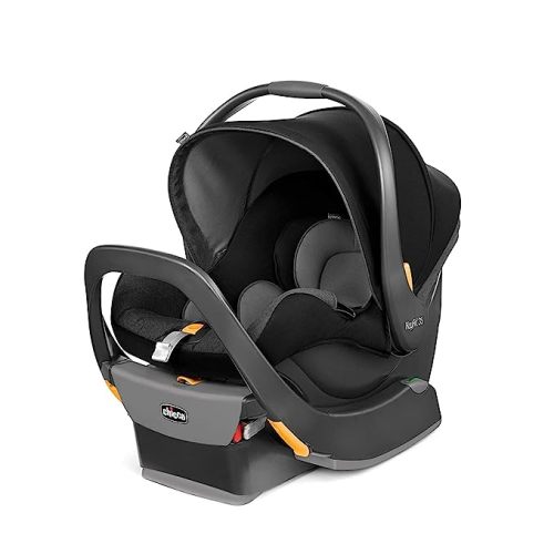 Chicco KeyFit 35 Infant Car Seat and Base, Rear-Facing Seat for Infants 4-35 lbs, Includes Infant Head and Body Support, Compatible with Chicco Strollers, Baby Travel Gear | Element/Black