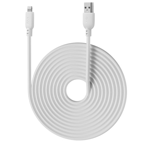 onn 10-Foot Lightning to USB Charging Cable – White