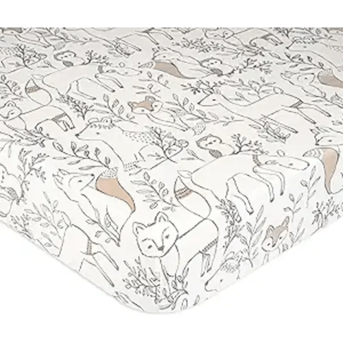 Crane Baby 100% Cotton Sateen Fitted Baby Sheets, Breathable, Fits 28X52 Standard Mattress, Gender Neutral Bedding, Woodland Animal Crib Sheet
