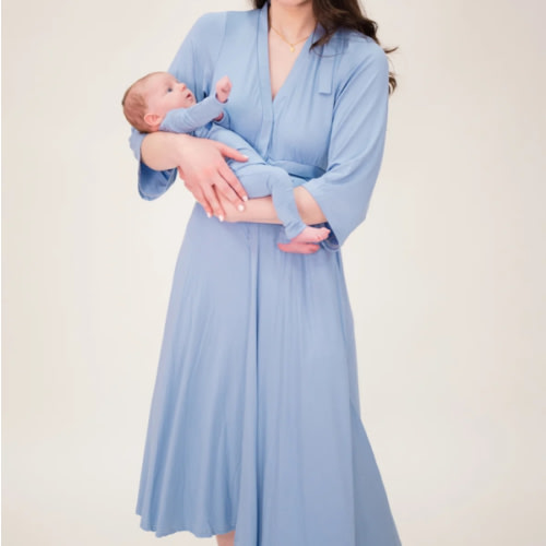 Lila Labor Postpartum Gown in Periwinkle Blue
