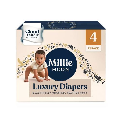 Millie Moon Luxury Diapers (Size-4 and Count-72) White(Pack of 1)