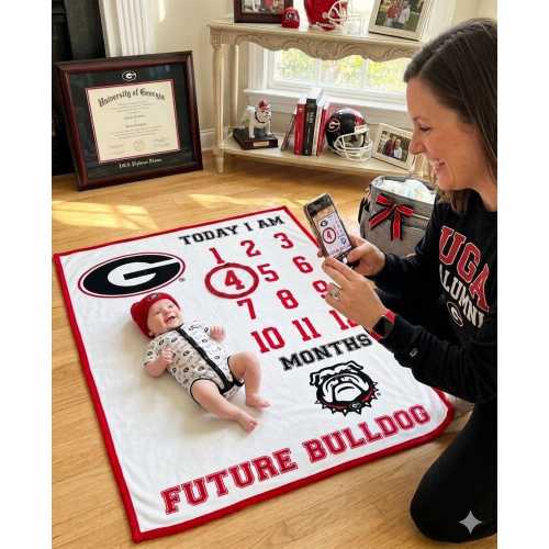 Future Tailgater Georgia Bulldogs Collegiate Licensed Baby Milestone Blanket Photo Prop