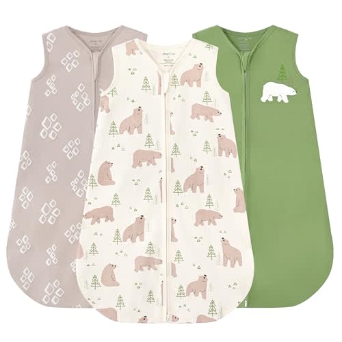 JELLYMONI Baby Sleep Sack 0-6 Months, 100% Cotton 3 Pack 0.5 TOG Baby Wearable Blanket Infant Sleep Sack with 2-Way Zipper Newborn Sleep Sacks