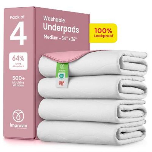 IMPROVIA® Washable Underpads 34”x36”, Heavy Absorbency Waterproof Incontinence Pads for Kids, Adults & Pets – Protects Bed, Couch, Sofa & Floor