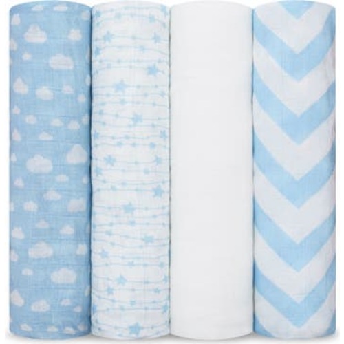 Muslin Swaddle Blankets, 4 Pack