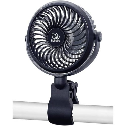 liuliuby Baby Stroller Fan with Clip | Clip On Fan for Baby Car Seat | Portable & Rechargeable with Durable Clamp | Stroller Accessories | Small Cooling USB Chargeable Battery (Jet Black)