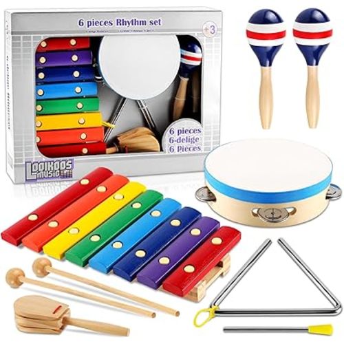 LOOIKOOS Baby Musical Instruments Montessori Wooden Toys for Toddlers 1-3,Percussion Instruments Set for Kids Preschool Educational Musical Toys for Boys and Girls Gifts