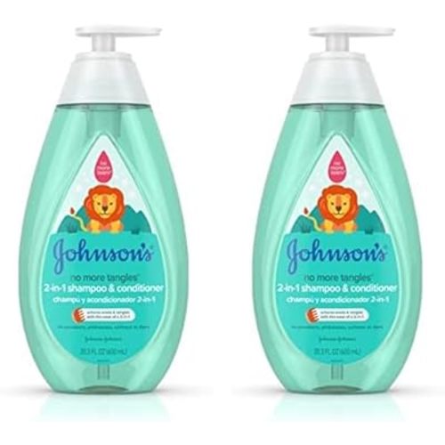 Johnson's No More Tangles 2-in-1 Detangling Hair Shampoo & Conditioner for Kids & Toddlers, Gentle & Tear-Free, Hypoallergenic & Free of Parabens, Phthalates, Sulfates & Dyes, 20.3 fl. oz (Pack of 2)