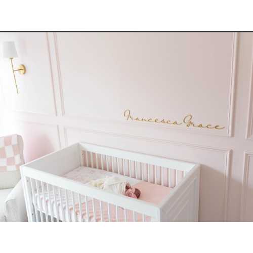 Wood script nursery baby room name laser cut sign cursive first and middle name signature font wall mounted crib change table decor