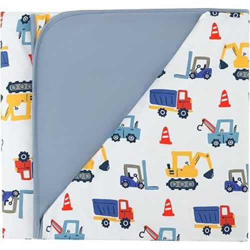 Premium Baby Blanket, Stretchy Quilt for Kid, Soft Crib Bedding for Newborn Baby and Toddler, Nursery Blanket for Boys and Girls, Viscose Made from Bamboo, 50'' x 50'' Blue Car
