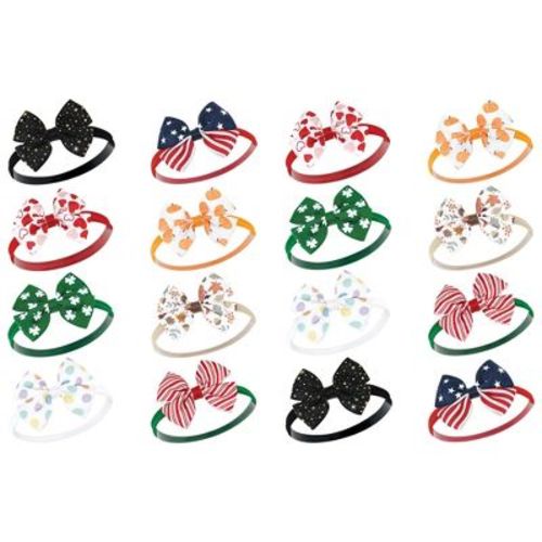 Hudson Baby Infant Girl Cotton And Synthetic Headbands Bundle Set, First Holidays, 0-24 Months