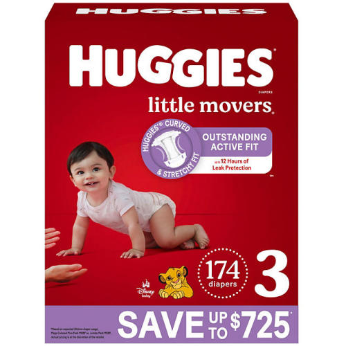 Huggies Little Movers Baby Diapers, Sizes 3-8 - Sam's Club