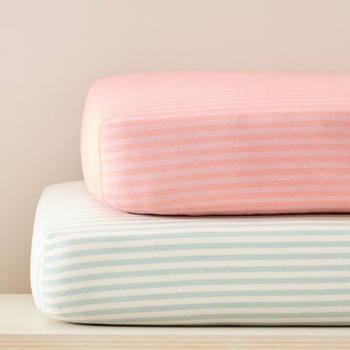 Pink Chicken Stripe Crib Fitted Sheet Bundle (Set of 2)