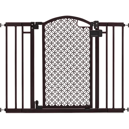 Summer Infant Modern Home Walk-Thru Safety Pet and Baby Gate, 28"-42" Wide, 30" Tall, Pressure or Hardware Mounted, Install on Wall or Banister in Doorway or Stairway, Auto Close Door - Espresso