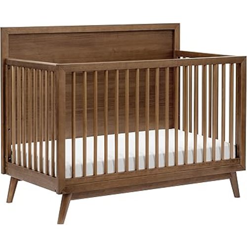 babyletto Palma 4-in-1 Convertible Crib with Toddler Bed Conversion Kit in Natural Walnut, Greenguard Gold Certified