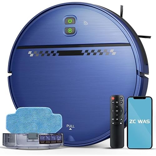 Robot Vacuum, 2 in 1 Robot Vacuum and Mop Combo with APP, Voice and Remote Control, Robot Vacuum Cleaner Perfect for Pet Hair, Hard-Floor and Carpet