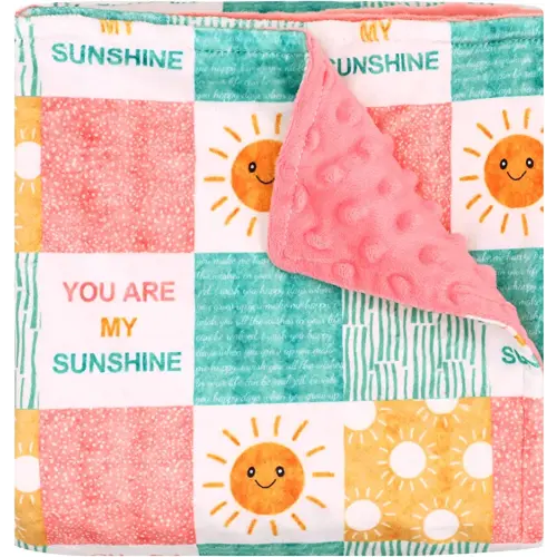Baby Blanket for Girls, Super Soft Double Layer Mink Blankets with Dotted Backing, Sun Smile Toddler Newborn Nursery Bed Blanket, You are My Sunshine Print Throw Blanket, 30 X 40 Inches