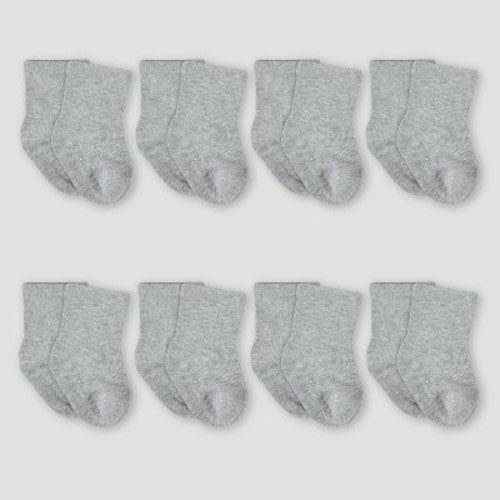 Gerber Baby 8pk Wiggle Proof Socks, Color: Gray, Size: 0-6M