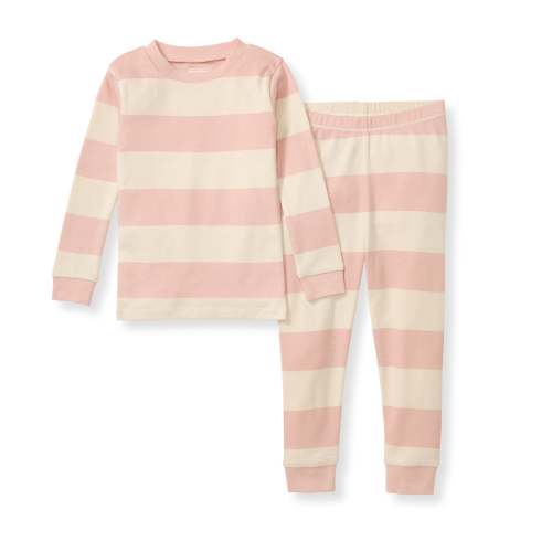 Rugby Stripe Organic Cotton Two-Piece Pajamas - Pink Sand – Burt's Bees Baby