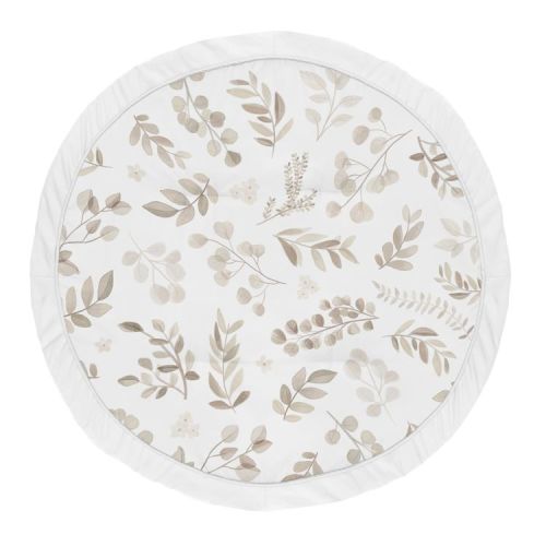 Sweet Jojo Designs Boy Girl Gender Neutral Unisex Baby Tummy Time Playmat Botanical Leaf Collection Taupe and White