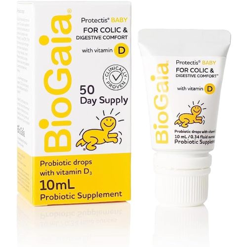 BioGaia Protectis Baby Probiotic Drops + Vitamin D | Reduces Colic, Gas & Spit-ups | Healthy Poops | Reduces Crying & Fussing & Promotes Digestive Comfort | Newborns, Babies & Infants | 0.34 oz