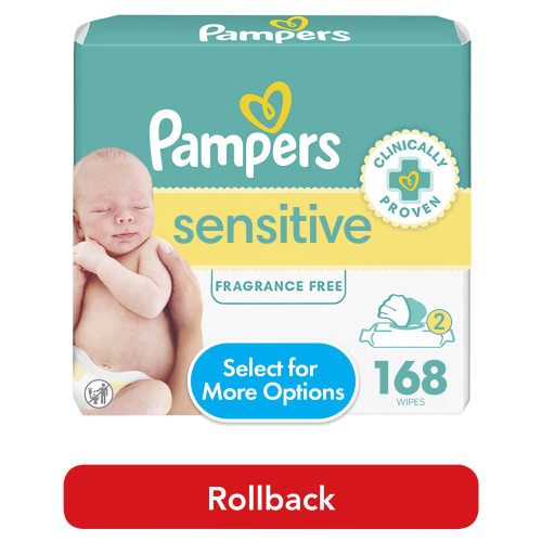 Pampers Sensitive Baby Wipes Unscented, 2 Pack, 168 Total Count (Select for More Options)